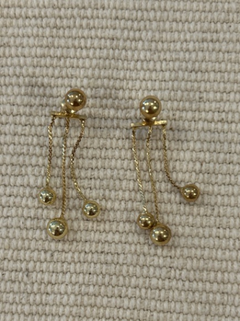 Gold Triple-Drop Ball Chain Earrings - Women Jewelry